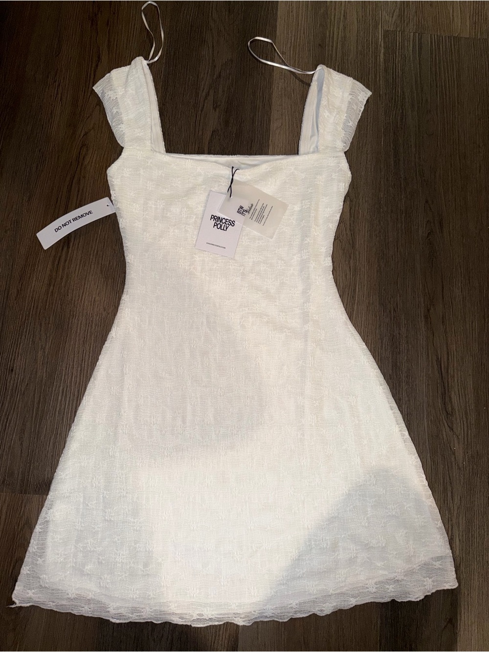 Princess Polly White Lace Square-Neck Mini Dress